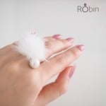ファーとパールのゴールドな指輪