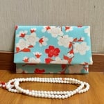着物リメイク 水色に梅 お数珠入れ