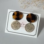 べっ甲＊透かしフラワー　樹脂ノンホールピアス