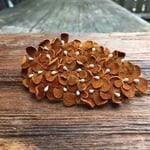 【S様ご予約品】革花のバレッタ  金具6cm(花芯つき) キャメル