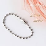【10本】2.4mm ボールチェーン コネクタ－付き シルバー