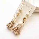 【beige】コットンパール × タッセル ピアス／イヤリング