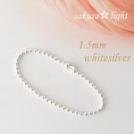 【10本】1.5mm ボールチェーン コネクタ－付き ホワイトシルバー