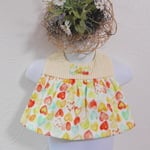 【お試し価格】かわいいおでかけスタイ♪８重ガーゼ　カラフルハート　イエローストライプ
