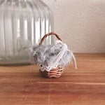【受注製作】ミニチュア ファー カゴバッグ ブラウン（ライトグレー リボン）  ブライス リカちゃん ドール用