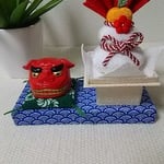 ちりめん  小さなお正月飾り  獅子頭と鏡餅