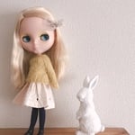 【受注製作】ブライス ドール用 アルパカモヘアのふんわり 2way カーディガン セーター （マスタード）