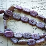 【4コセット】czech beads#チェコビーズ art déco flower rectangle 19×13㍉ luster lavender