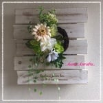 ◆ベージュのガーベラ◆造花アレンジ・壁掛けリース◆