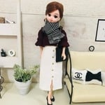 リカちゃん服♡袖ギャザーボルドートップス＆フロントボタン白コーデュロイスカート＆マフラーset