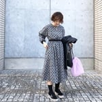 (再販2)チェック×ドット　ワンピース（黒）