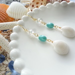 white shell&turquoise beads pierce