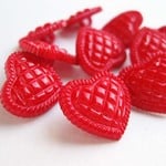■再販■10個入■18mm■ヴィンテージボタン　(チェックハート　赤)　1643-18