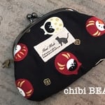 にゃんこダルマの小さながま口ポーチ♪(こげ茶)