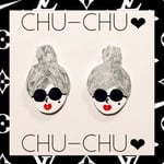 【SALE】No.⑥ モードレディ フェイス ピアス / レトロ シンプル モノトーン COCO 80年代 アレルギー対応 樹脂 シリコン