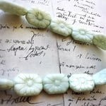 【4コセット】czech beads#チェコビーズ art déco flower rectangle 19×13㍉luster mint