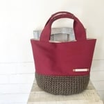 【受注製作】sizeS choco×Bordeaux 麻かごラウンドトート