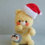 おおきなくまちゃんとぺんぎんポーチ　羊毛フェルト
