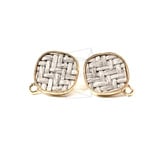 ERG-738-G【2個入り】ラウンドラタンピアス,Round Edge Rhombus Rattan Post Ear