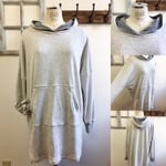 セール価格★訳あり品❗️シルク柔らかスウェット❤️フードパーカーチュニックワンピース グレーベージュ（サイズフリー L〜L L）