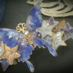 お星様と蝶のバレッタ・Blue