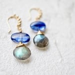 カイヤナイト×ラブラドライトのピアス