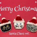 かぶる猫ブローチ[クリスマス・サンタver.](黒猫・白猫・ロシアンブルー)