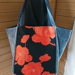 着物帯とデニムのバック トートバック