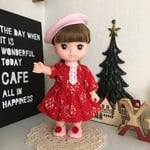 クリスマスチックなワンピース&ベレー帽&フェルトの靴セット