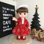 クリスマスチックなワンピース&ベレー帽&フェルトの靴セット