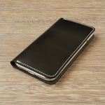 牛革 iPhoneXRカバー  ヌメ革  レザーケース  手帳型  ブラックカラー  