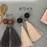 丸ビーズ×タッセル シルバーピアス＊