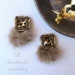 レオパードとファーキャッチのピアス●2way●