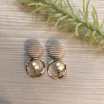 再販★コーデュロイカボション リング ピアス/イヤリング