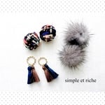 送料無料 special set ♪mink♡&big tweed cabochon【イヤリング】★B