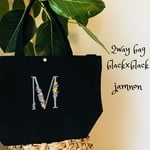名前入り2WAYイニシャル刺繍トートバッグLサイズ＊ブラック×ブラック