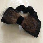 ミンクファー ベロア リボン シュシュ 黒