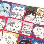 カットクロス｜70×35cm｜オックス生地｜マンハッタナーズ｜ねこの肖像画｜久下氏デザイン｜プリント｜コットン