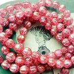 【6コセット】czech beads#チェコビーズ melon 10㍉luster crackle sapphire pink