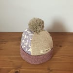 キッズ M ポンポン付きニット帽 子供用 バタフライフラワー＊帽子 M50〜54