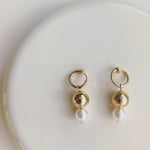 petit pois イヤリング  ピアス  ノンホールピアス ハンドメイド アクセサリー ファッション  handmade simple シンプル  ナチュラル パール ゴールド 華奢