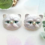 2個　セレブスタイルカラフルヘゴムパーツセット　猫　約29㎜×24㎜　T609