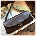 栃木レザーアコーディオン長財布型ショルダーポシェット＊DarkChoco