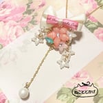 リボンと花と星のゆめかわブローチネックレス・B