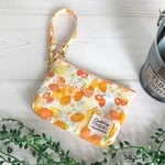 スマートキーも一緒に入れられる！ポーチ型キーケース（ちょうちょがいっぱい柄 オレンジ系）