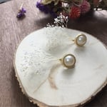 パール🌼かすみ草イヤリング♡ドライフラワー