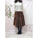 ＊ ナチュラル＊尾州ウール ブラウン&オレンジストライプ スカート By comomo   受注生産 1056