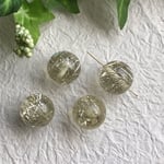 ヴィンテージ アクリルラウンドビーズ クリア×シルバー 4個セット