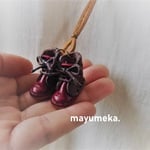 ＊お出かけ＊革のミニショートブーツネックレス＊焦げ茶×赤＊かわいい＊