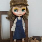 【送料無料】リカちゃん/ブライス   花柄ロング袖トップス、デニムジャンスカセット